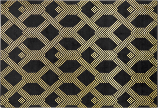 Teppich schwarz / gold 160 x 230 cm geometrisches Muster Kurzflor VEKSE