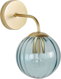 Wandleuchte Glas blau gold Kugelform BOOMI