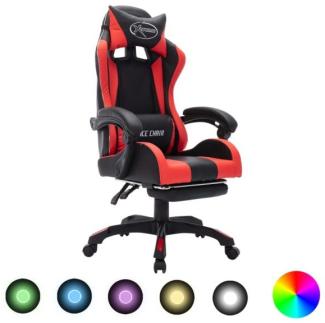 Gaming-Stuhl mit RGB LED-Leuchten Rot und Schwarz Kunstleder