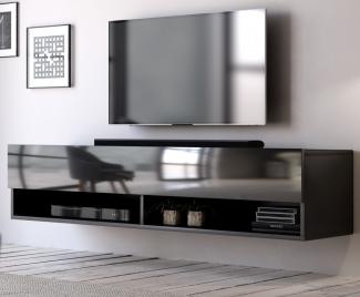 TV-Lowboard Epsom Hochglanz schwarz hängend 140 cm