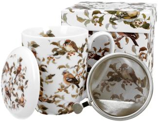 DUO ANIMALS Becher 380 ml BIRDIES mit Teesieb, New Bone China Porzellan