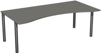 Schreibtisch '4 Fuß Flex', feste Höhe 200x100cm, Graphit / Anthrazit