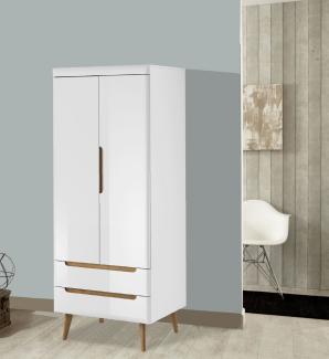 Stauraumschrank Nordi Mehrzweckschrank 80cm weiß Hg riviera eiche grifflos