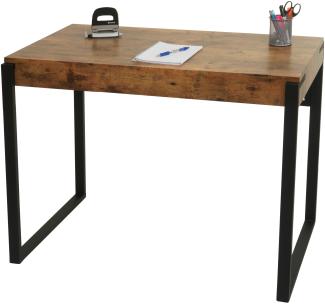 Schreibtisch HWC-L53, Bürotisch Computertisch Arbeitstisch, Metall 100x54cm ~ dunkle Wildeiche