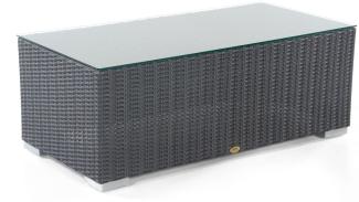 Sonnenpartner Lounge-Tisch Residence 120x60 cm Aluminium mit Polyrattan graphit-schwarz mit Glas Lou