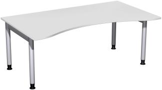 Schreibtisch '4 Fuß Pro' höhenverstellbar, 180x100cm, Lichtgrau / Silber