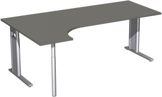 PC-Schreibtisch links, höhenverstellbar, 200x120cm, Graphit / Silber