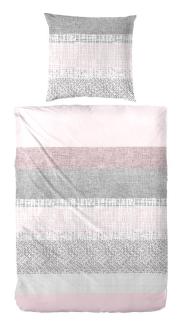 Primera Edelflanell Bettwäsche 135x200 Streifen rosa grau weiß 174104-048