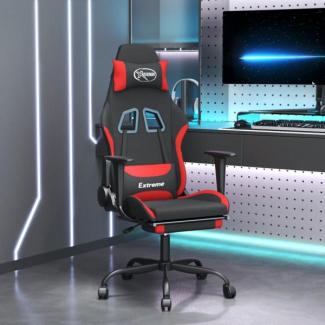 Gaming-Stuhl mit Fußstütze Drehbar Schwarz und Rot Stoff, Drehbar [345489]