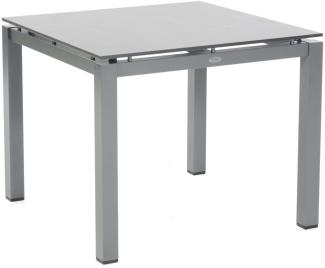Sonnenpartner Gartentisch Base 90x90 cm Aluminium anthrazit Tischsystem HP Tischplatte Compact HPL sandstone