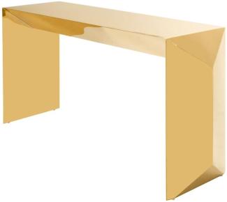 Casa Padrino Luxus Designer Konsole / Konsolentisch Gold 155 x 45 x H. 76 cm - Designermöbel