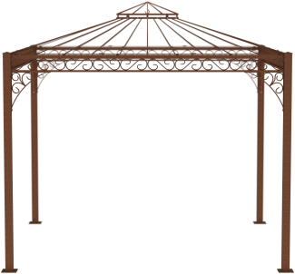 ELEO Pavillon aus Schmiedeeisen quadratisch Genua 3 x 3 m unbeschichtet