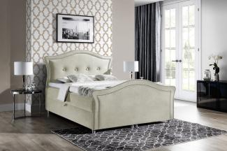 99rooms Marlon Lux Boxspringbett Strukturstoff 120x200 cm Beige