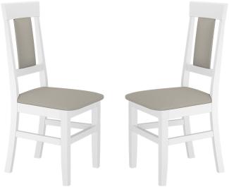 2er-Set Gepolsterter Massivholz-Stuhl in weiß/taupe