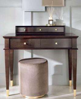 Casa Padrino Luxus Neoklassik Schminktisch mit 5 Schubladen Braun / Gold 100 x 50 x H. 81 cm - Art Deco Möbel