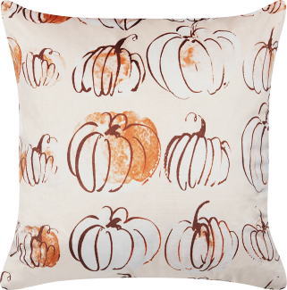 Dekokissen Kürbis-Motiv Samtstoff beige 45 x 45 cm CUCURBITA