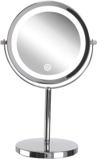 Kosmetikspiegel silber mit LED-Beleuchtung ø 20 cm VERDUN