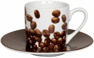 Könitz Espresso Tasse Coffee Beans, Espressotasse, Tasse mit Untertasse, Porzellan, Bunt, 85 ml, 11 5 053 2713