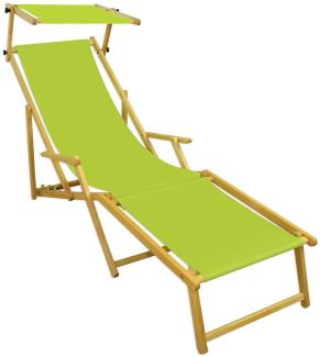 Gartenliege pistazie Strandliege Relaxliege Fußablage Sonnendach Buche Klappstuhl 10-306 N F S
