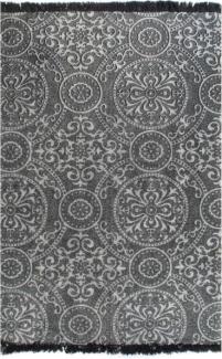 vidaXL Kelim-Teppich Baumwolle 120x180 cm mit Muster Grau [246553]