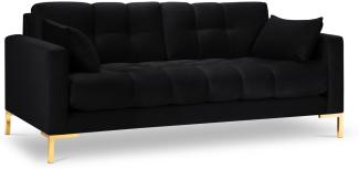 Micadoni 3-Sitzer Samtstoff Sofa Mamaia | Bezug Black | Beinfarbe Gold Metal