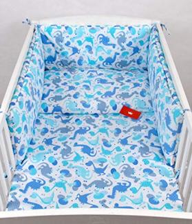 Babylux 'Dino Blau' Kinderbettwäsche 40x60/100x135 cm