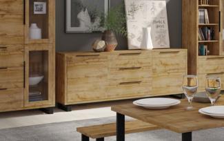 Kommode "Halle" Sideboard mit Schubladen 200cm wotan eiche