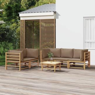 vidaXL 6-tlg. Garten-Lounge-Set mit Kissen Taupe Bambus