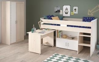Jugendzimmer Parisot Charly 5 Kinderzimmer Set Komplett Möbel Modernes Design Bett + Schreibtisch + Kleiderschrank