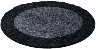 Hochflor Teppich Lux rund - 120 cm Durchmesser - Anthrazit