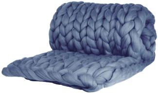 Wolldecke Cosima Chunky Knit large 130x180cm, rauchblau