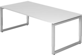 Schreibtisch RS2E O-Fuß eckig 200x100cm Weiß Gestellfarbe: Silber