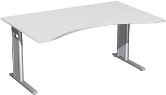 Schreibtisch 'C Fuß Pro' Ergonomieform, höhenverstellbar, 160x100cm, Lichtgrau / Silber