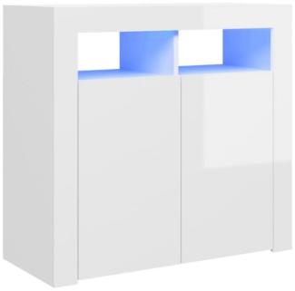 vidaXL Sideboard mit LED-Leuchten, Holz Hochglanz-Weiß, 80 x 35 x 75 cm