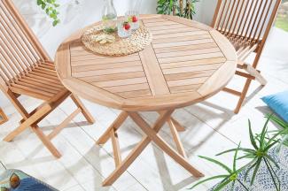 riess-ambiente Gartentisch EMPIRE TEAK 90cm braun (Einzelartikel, 1-St), Massivholz · Balkonmöbel · klappbar · rund · Holztisch · Teakholz