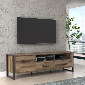 Lowboard TV-Schrank Fernsehtisch 169cm stabeiche beton dunkelgrau Modern