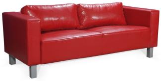 Sofa Designersofa MAILAND 3-Sitzer in Kunstleder Rot