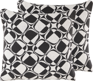 Dekokissen geometrisches Muster schwarz weiß 45 x 45 cm 2er Set KOTURE