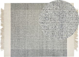 Teppich Wolle grau cremeweiß 160 x 230 cm Kurzflor TATLISU