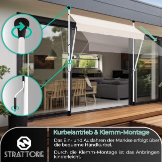 Strattore Balkonmarkise / Klemmmarkise Sonnenschutz Beige 300 x 120 cm
