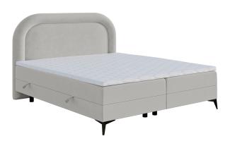 Selsey LOREO - Boxspringbett mit Samtbezug in Hellbeige, 160x200 cm