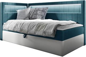 Boxspringbett 'Gladino Junior 3' blau 100 x 200 cm Links