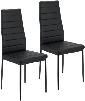 Juskys Esszimmerstühle Loja Stühle 2er Set Esszimmerstuhl - Küchenstühle mit Kunstleder Bezug - hohe Lehne stabiles Gestell - Stuhl in Schwarz