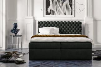 Stylefy 'Alviero' Boxspringbett, Strukturstoff Inari Schwarz 160 x 200 cm