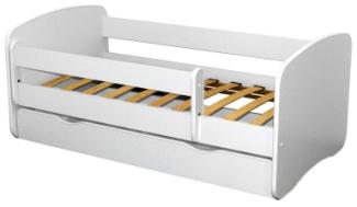 Bubema Kinderbett Belfino mit Rausfallschutz und Schubkasten, inkl. Lattenrost, verschiedene Größen : weiß : 70 x 140 cm