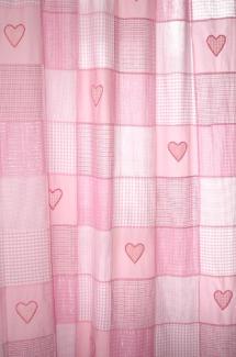 TAFTAN Vorhang mit Schlaufen Patch Kariert mit Herzen , 145 x 280 cm, rosa