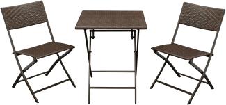 Bistroset ROSSANO 3-teilig klappbar, Metall + Polyrattan braun bicolor