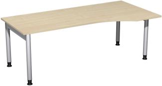 PC-Schreibtisch '4 Fuß Pro' rechts, höhenverstellbar, 200x100cm, Ahorn / Silber