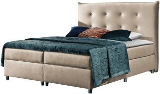 Mirjan24 Boxspringbett Amancio, Beige 180 x 200 cm Velvet