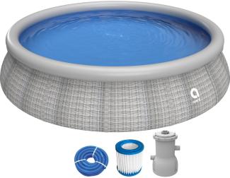 Avenli Prompt Set 396 x 84 cm Pool Set, mit Filterpumpe, graue Rattanoptik